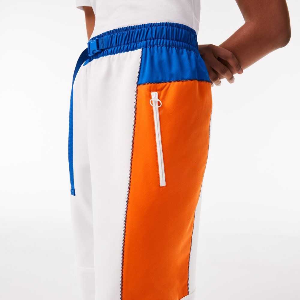 Lacoste Badge Colorblock Trackpants White / Blue / Orange / Blue | FTG-902587