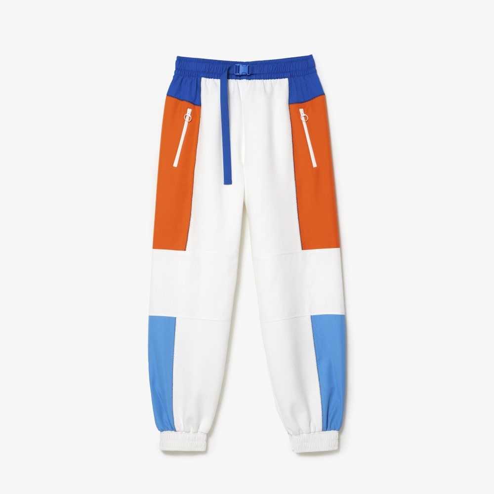 Lacoste Badge Colorblock Trackpants White / Blue / Orange / Blue | FTG-902587