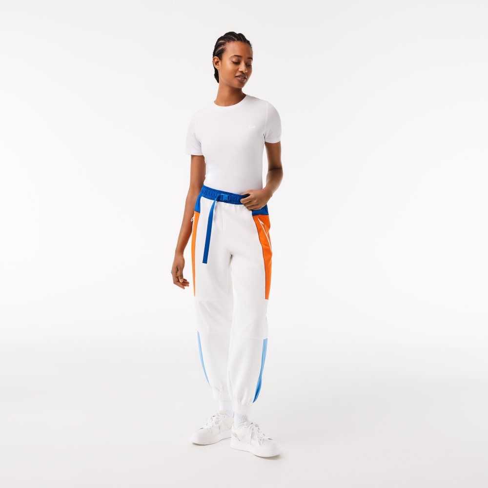 Lacoste Badge Colorblock Trackpants White / Blue / Orange / Blue | FTG-902587