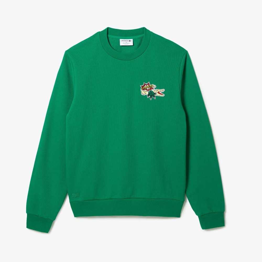 Lacoste Badge Organic Cotton Sweatshirt Green | CPS-184209