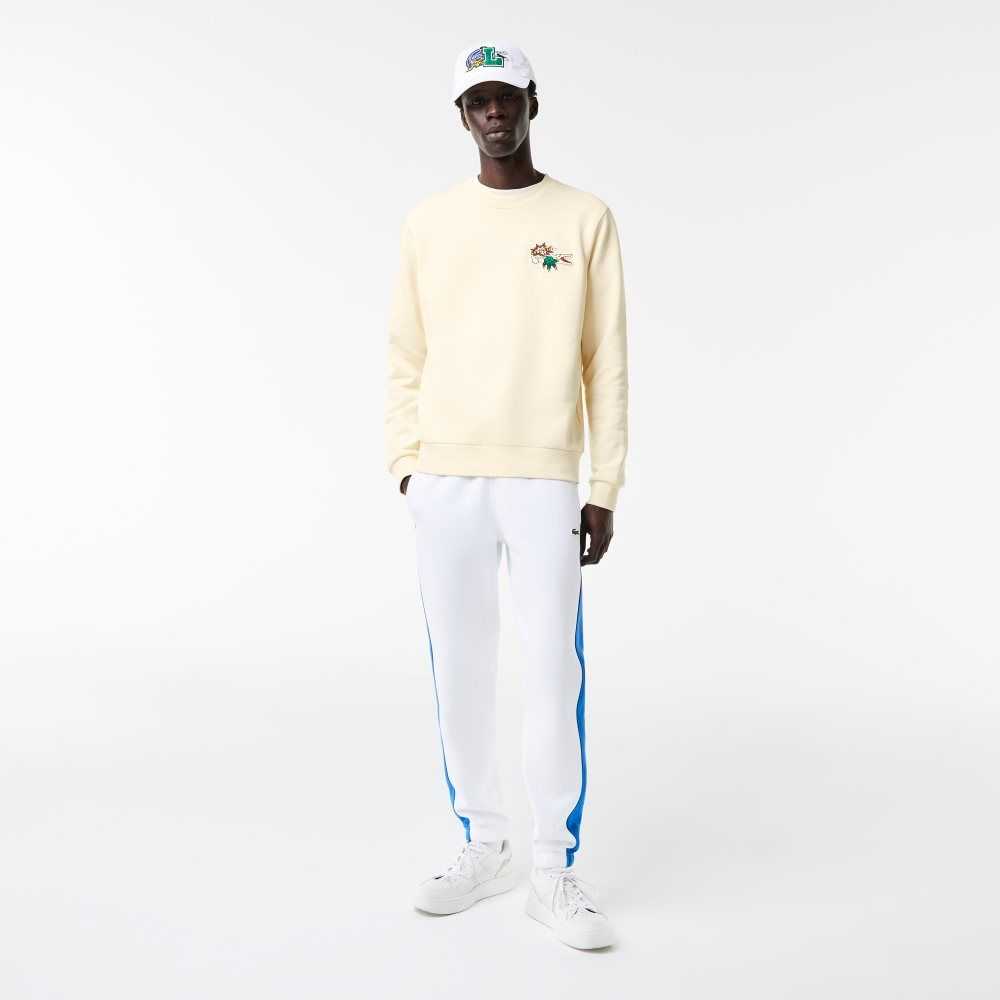 Lacoste Badge Organic Cotton Sweatshirt White | UMP-714826