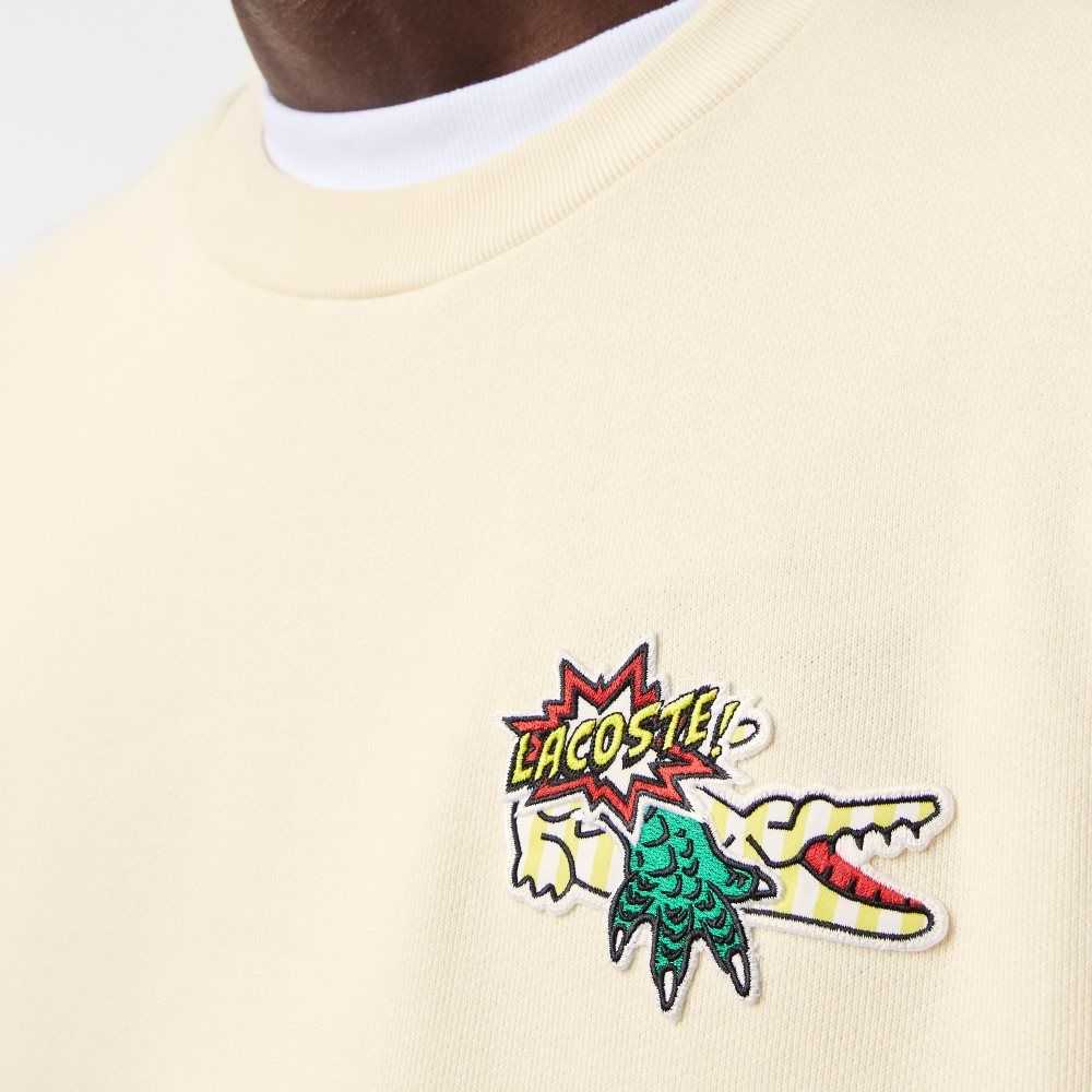 Lacoste Badge Organic Cotton Sweatshirt White | UMP-714826