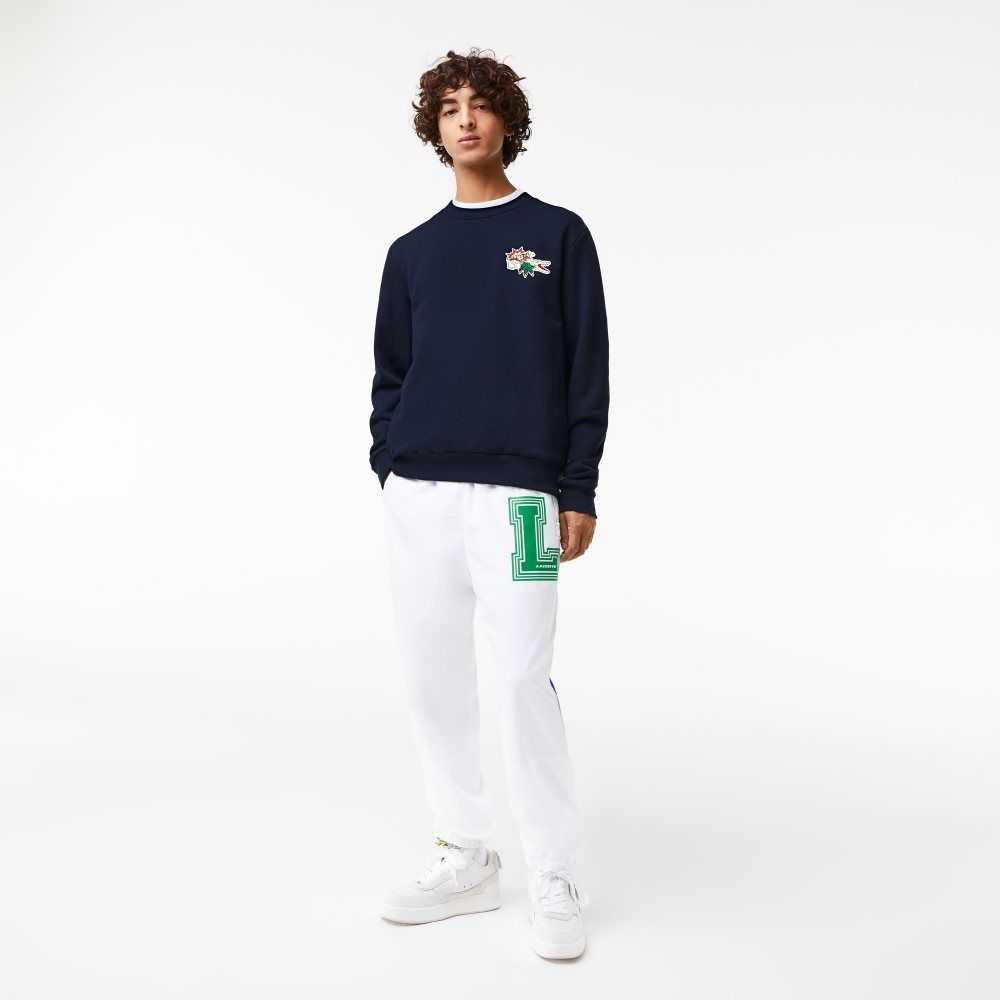 Lacoste Badge Organic Cotton Sweatshirt Navy Blue | WYV-235948