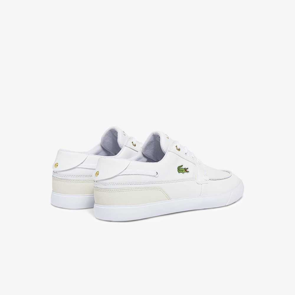 Lacoste Bayliss Deck Leather Boat Shoes Wht/Off Wht | DSP-692748