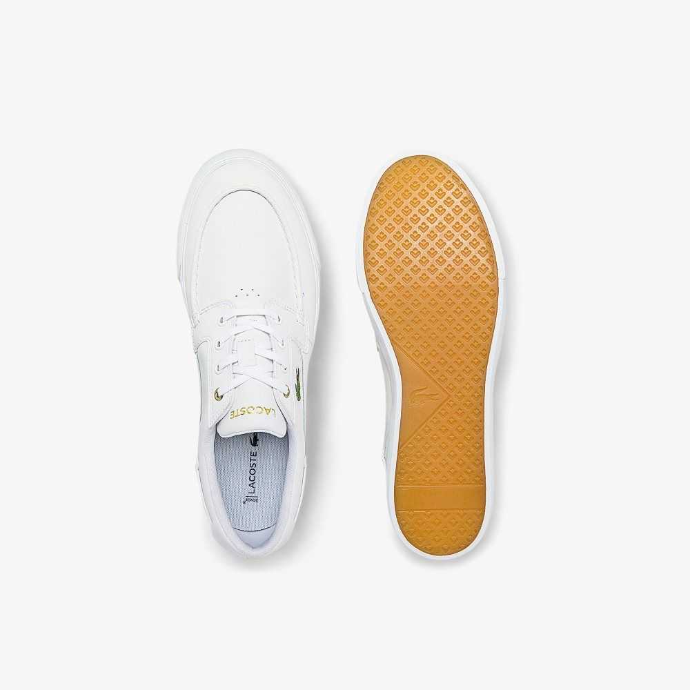 Lacoste Bayliss Deck Leather Boat Shoes Wht/Off Wht | DSP-692748