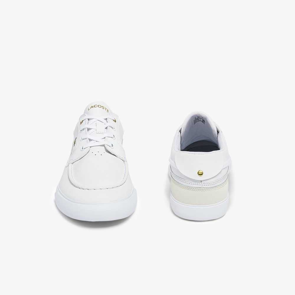 Lacoste Bayliss Deck Leather Boat Shoes Wht/Off Wht | DSP-692748