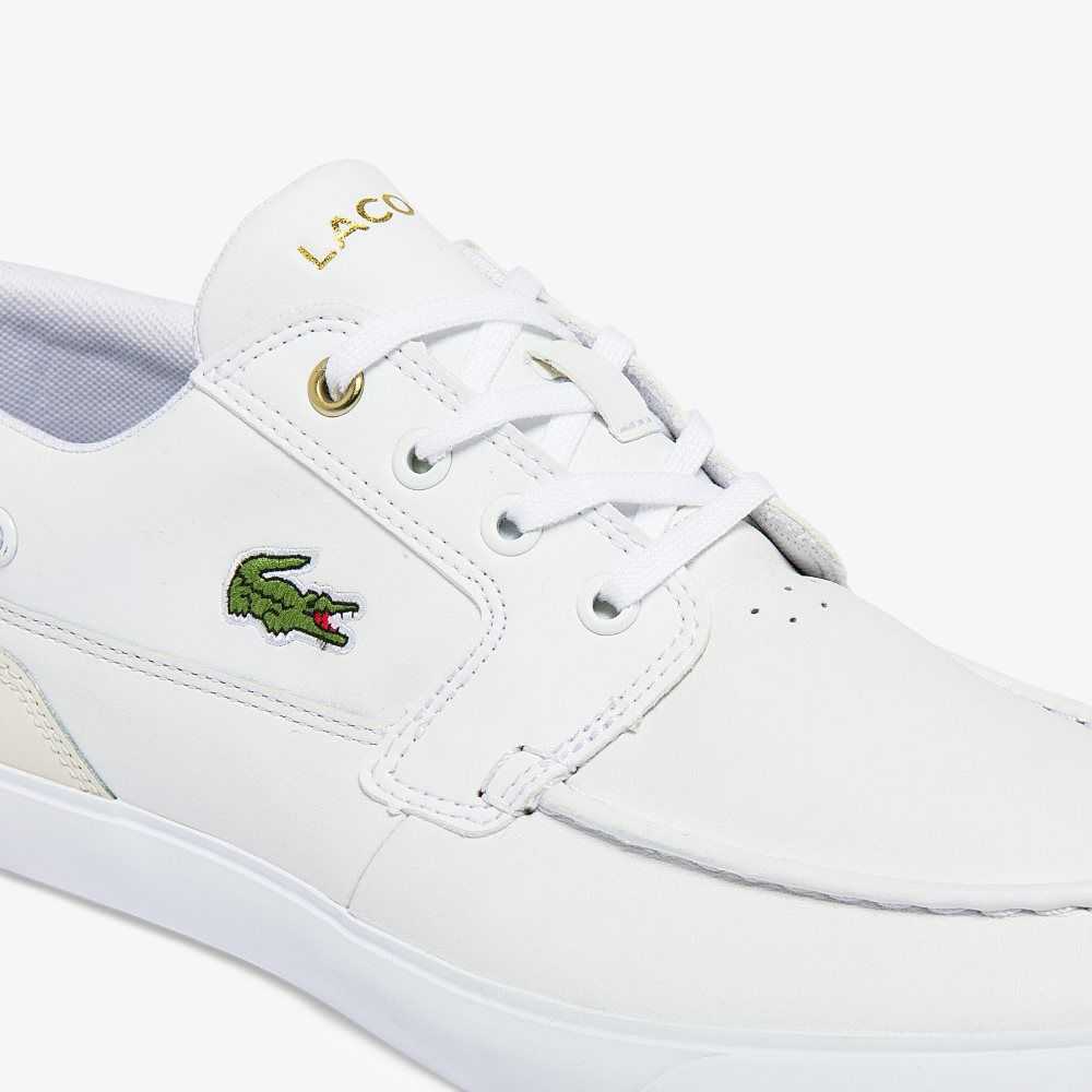 Lacoste Bayliss Deck Leather Boat Shoes Wht/Off Wht | DSP-692748