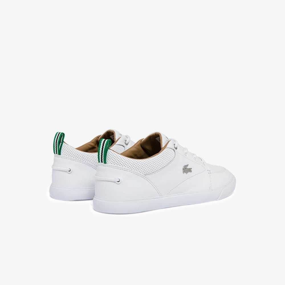 Lacoste Bayliss Leather Perforated Collar Sneakers White/White | RKQ-671935