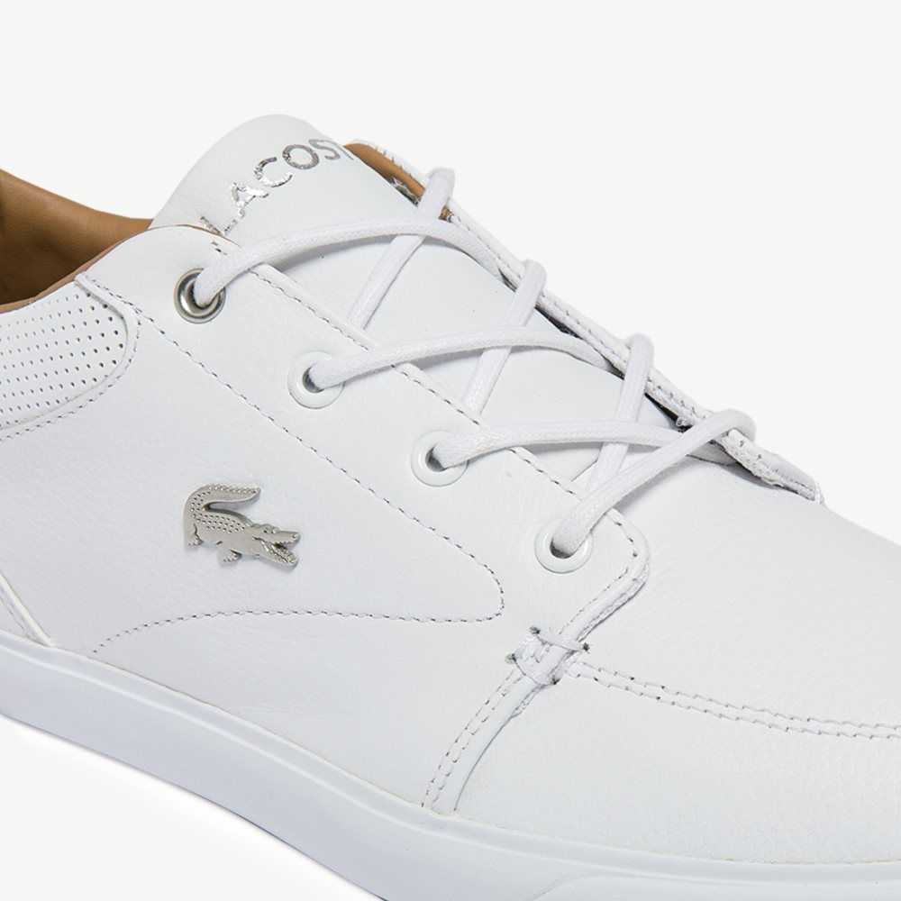 Lacoste Bayliss Leather Perforated Collar Sneakers White/White | RKQ-671935