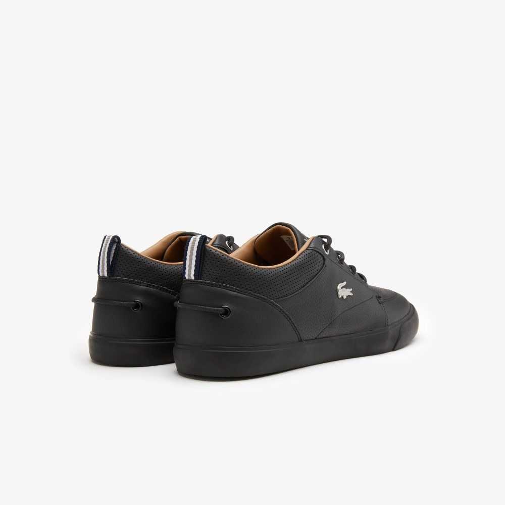 Lacoste Bayliss Leather Perforated Collar Sneakers Blk/Blk | YCQ-287641