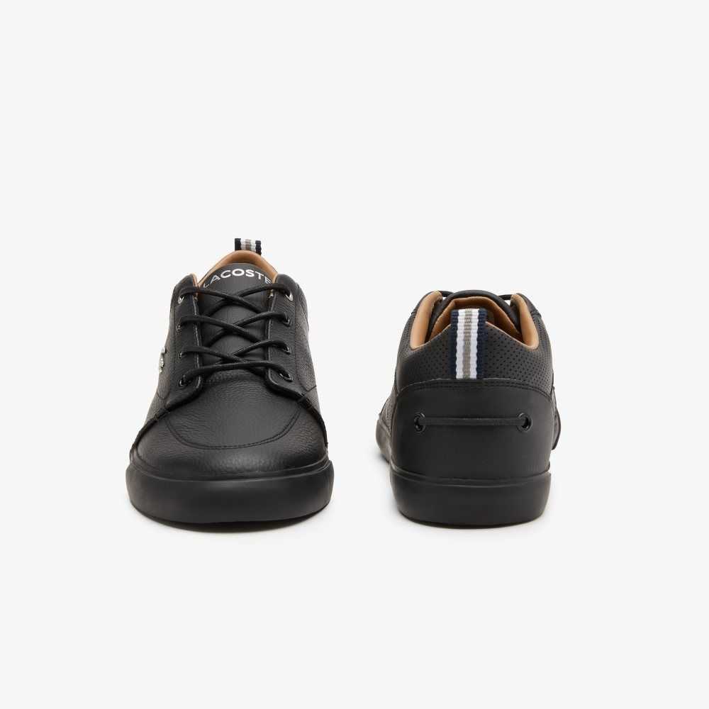 Lacoste Bayliss Leather Perforated Collar Sneakers Blk/Blk | YCQ-287641