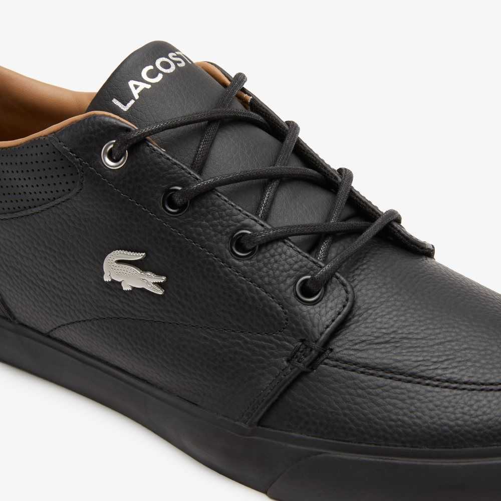 Lacoste Bayliss Leather Perforated Collar Sneakers Blk/Blk | YCQ-287641