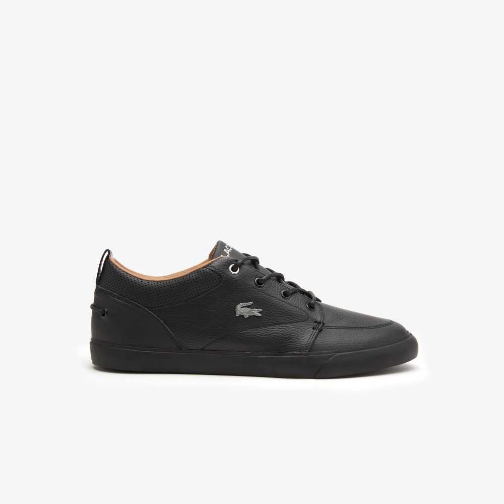 Lacoste Bayliss Leather Perforated Collar Sneakers Blk/Blk | YCQ-287641