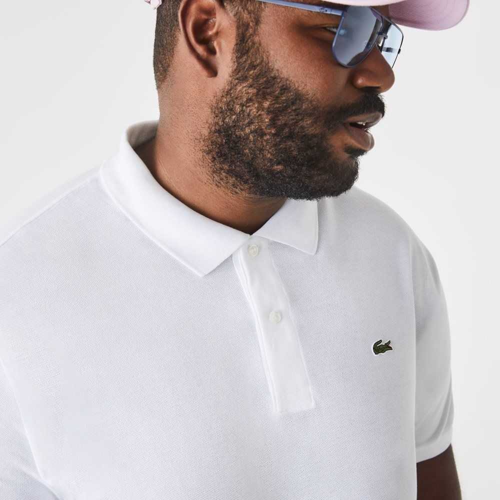 Lacoste Big Fit Cotton Petit Pique Polo White | UEA-281046