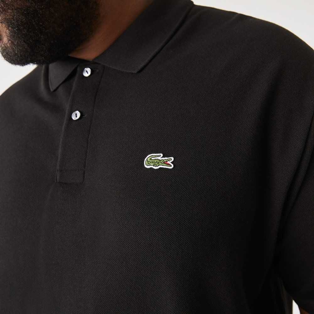 Lacoste Big Fit Cotton Petit Pique Polo Black | UKS-708341