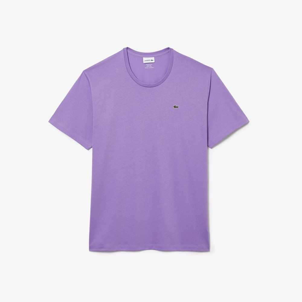 Lacoste Big Fit Crew Neck Cotton Jersey T-Shirt Purple | FTA-279806