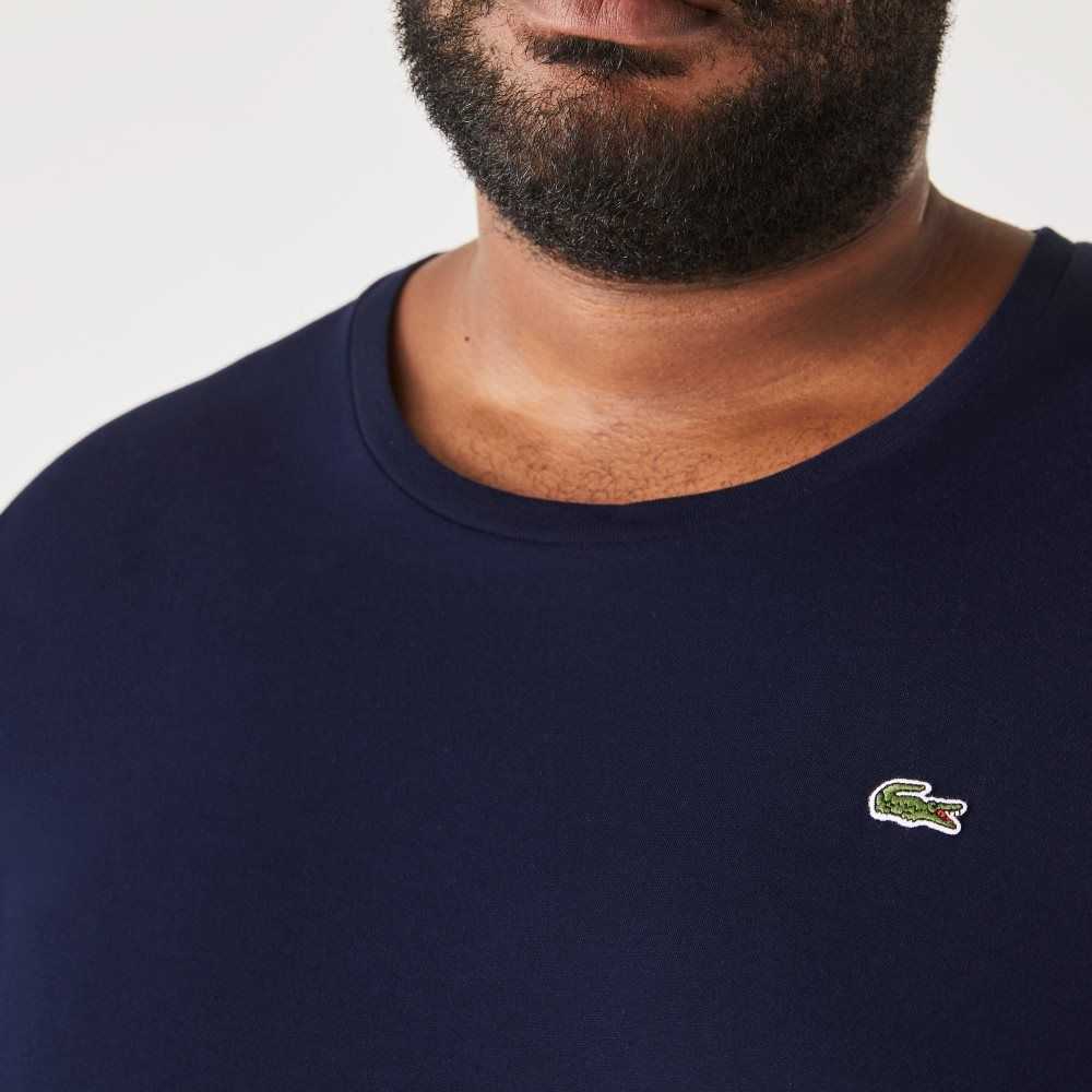 Lacoste Big Fit Crew Neck Cotton Jersey T-Shirt Navy Blue | OBK-341578