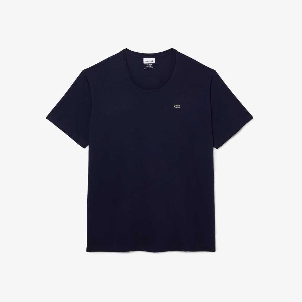 Lacoste Big Fit Crew Neck Cotton Jersey T-Shirt Navy Blue | OBK-341578