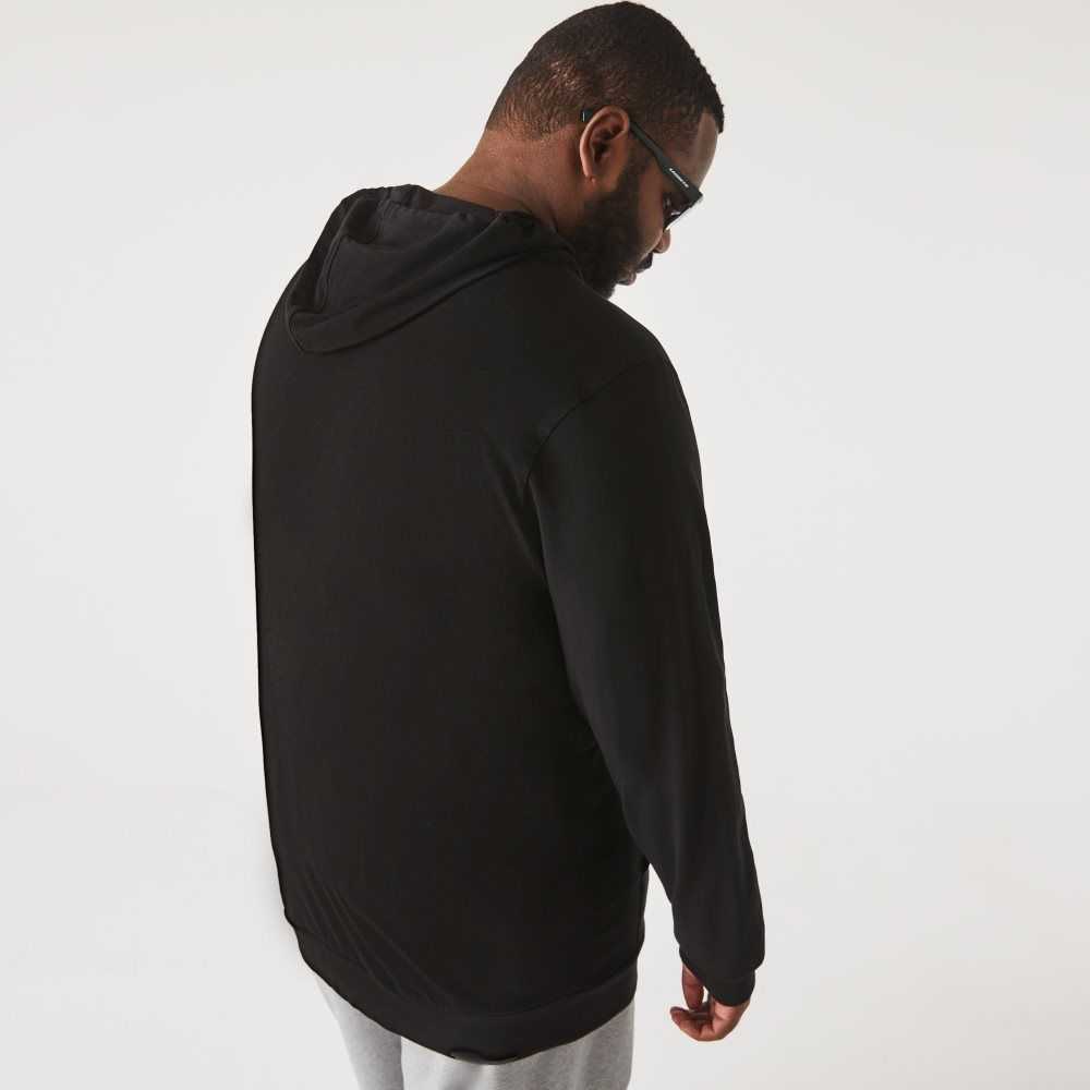 Lacoste Big Fit Hooded T-Shirt Black | TWD-245693