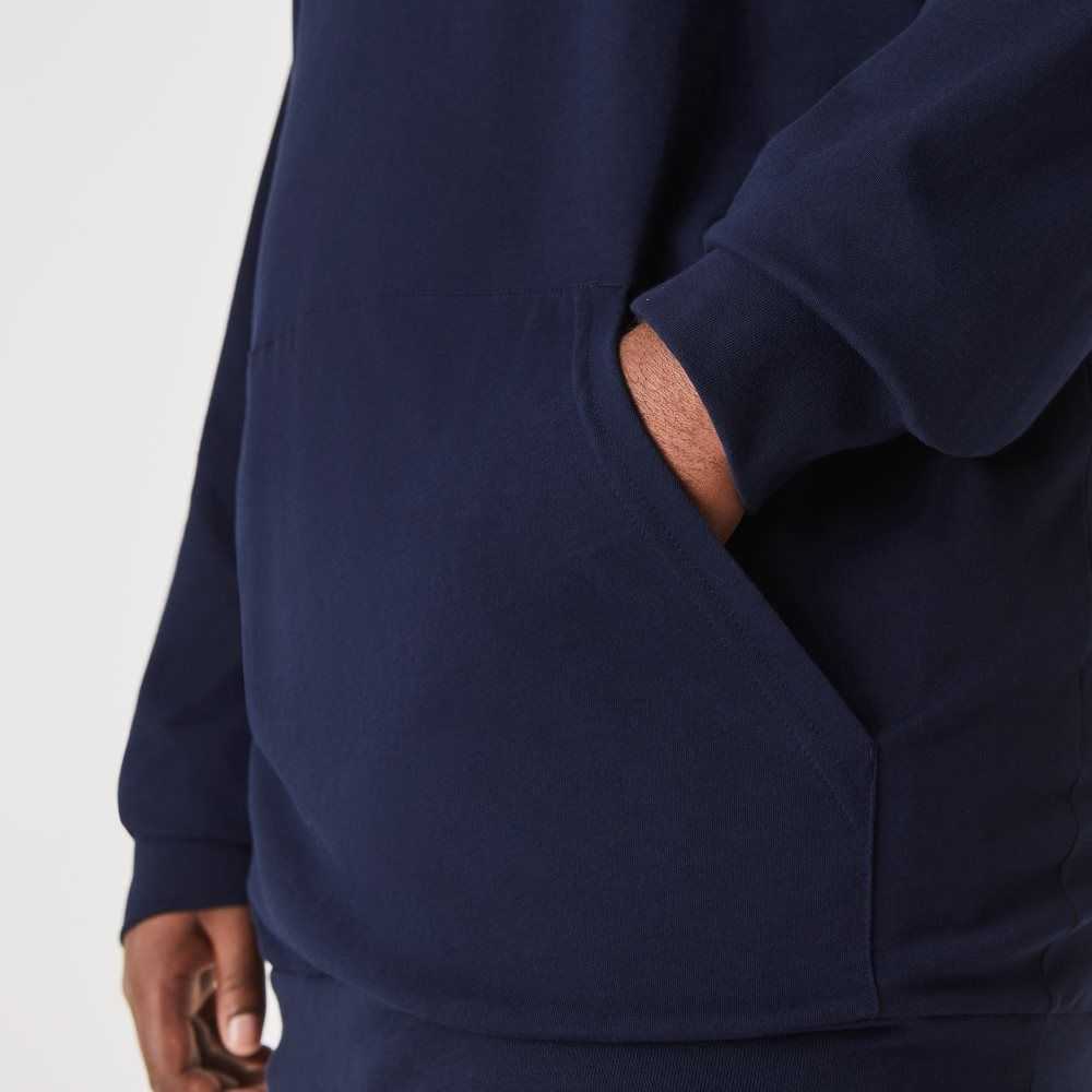 Lacoste Big Fit Hooded T-Shirt Navy Blue | SRV-073168