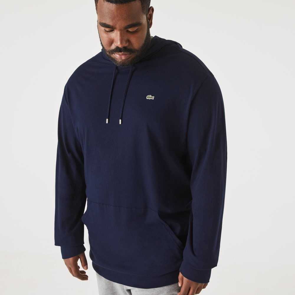 Lacoste Big Fit Hooded T-Shirt Navy Blue | SRV-073168