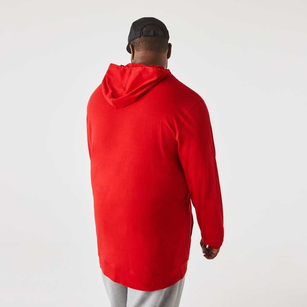 Lacoste Big Fit Hooded T-Shirt Red | IDR-724318