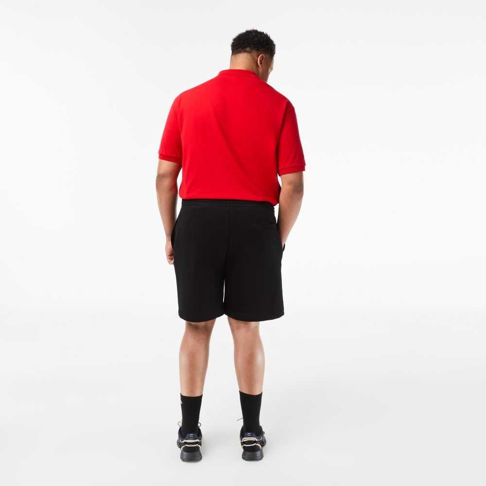 Lacoste Big Fit Organic Cotton Brushed Fleece Shorts Black | VRC-780263