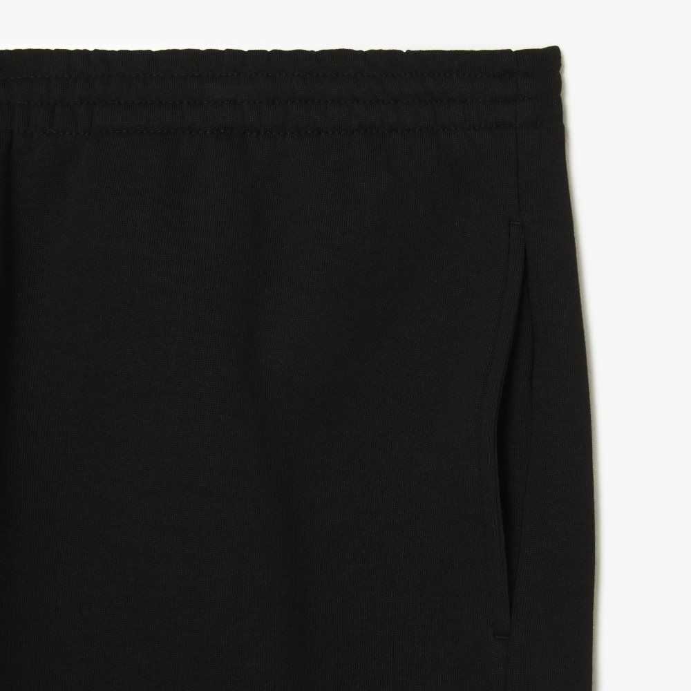 Lacoste Big Fit Organic Cotton Brushed Fleece Shorts Black | VRC-780263