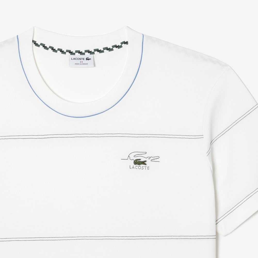 Lacoste Big Fit Ribbed Collar T-Shirt White | OUG-490275