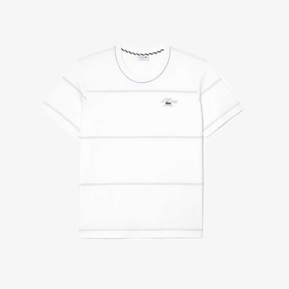 Lacoste Big Fit Ribbed Collar T-Shirt White | OUG-490275