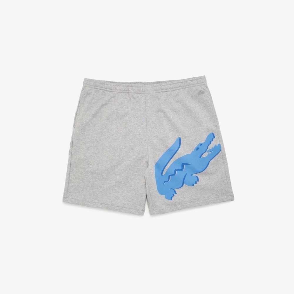 Lacoste Big Fit XL Croc Cotton Shorts Grey Chine | MZU-561047