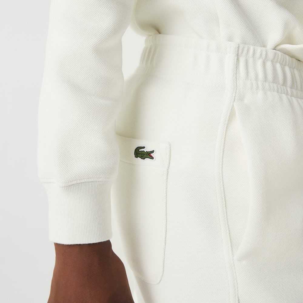 Lacoste Blended Cotton Joggers White | PUE-724819