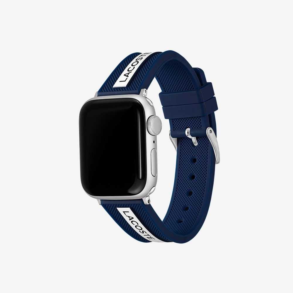 Lacoste Blue Silicone Apple Watch Strap Black | ITF-248937