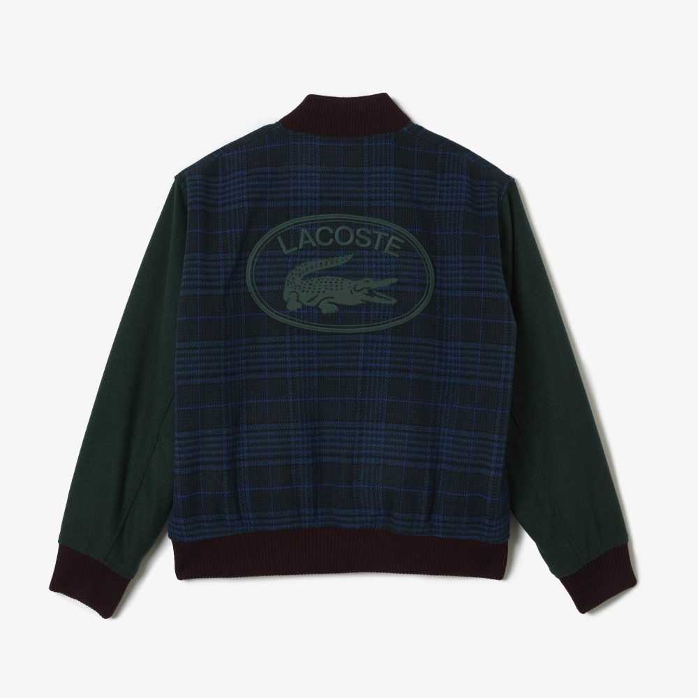 Lacoste Branded Back Varsity Jacket Navy Blue / Green / Black / Blue | SXD-532078