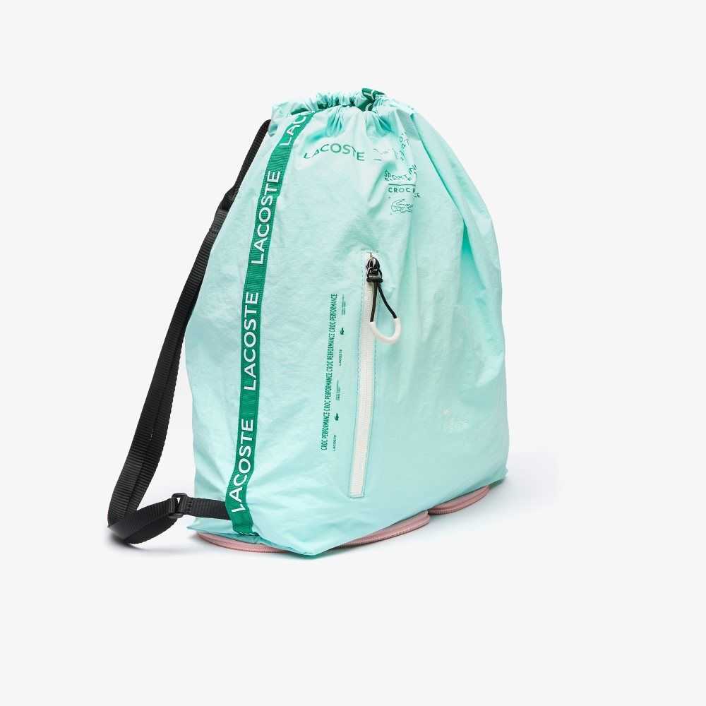 Lacoste Branded Band Foldable Nylon Backpack Seringat Fluorine Lotus F | PAV-046759