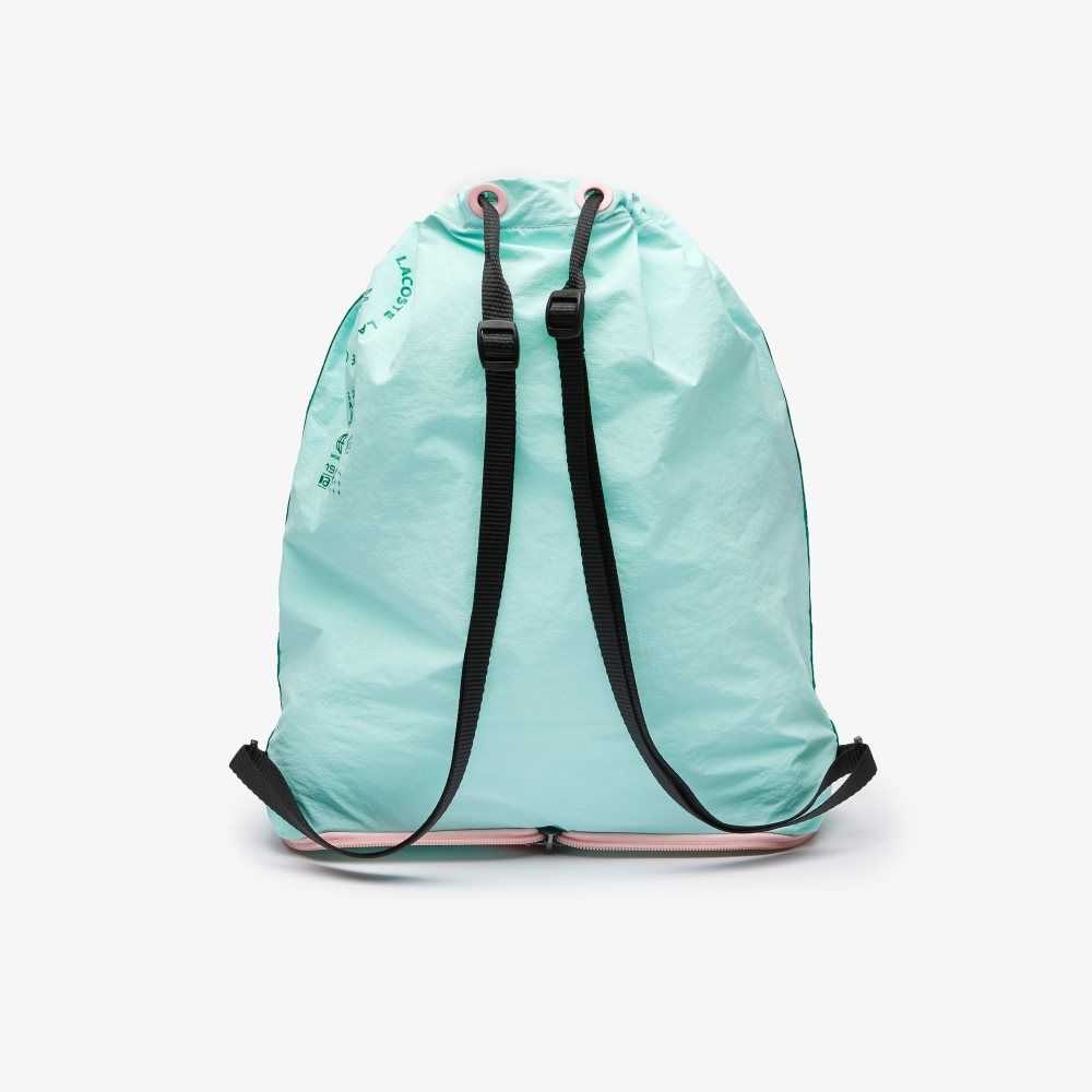 Lacoste Branded Band Foldable Nylon Backpack Seringat Fluorine Lotus F | PAV-046759