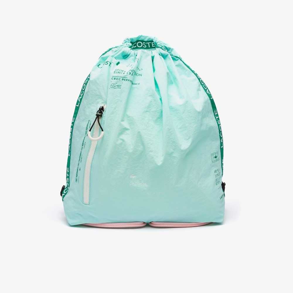 Lacoste Branded Band Foldable Nylon Backpack Seringat Fluorine Lotus F | SOB-517403