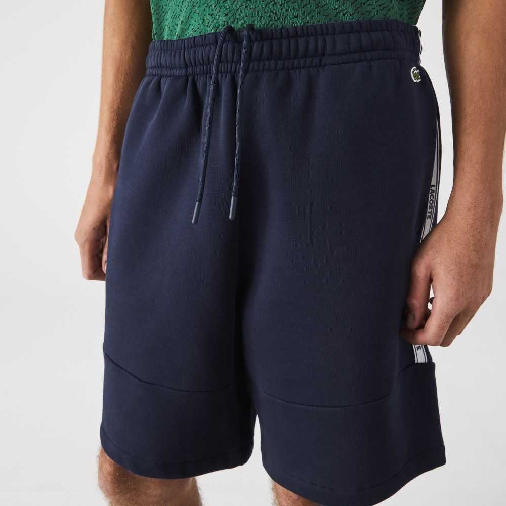 Lacoste Branded Bands Cotton Fleece Blend Shorts Navy Blue | SGR-630591