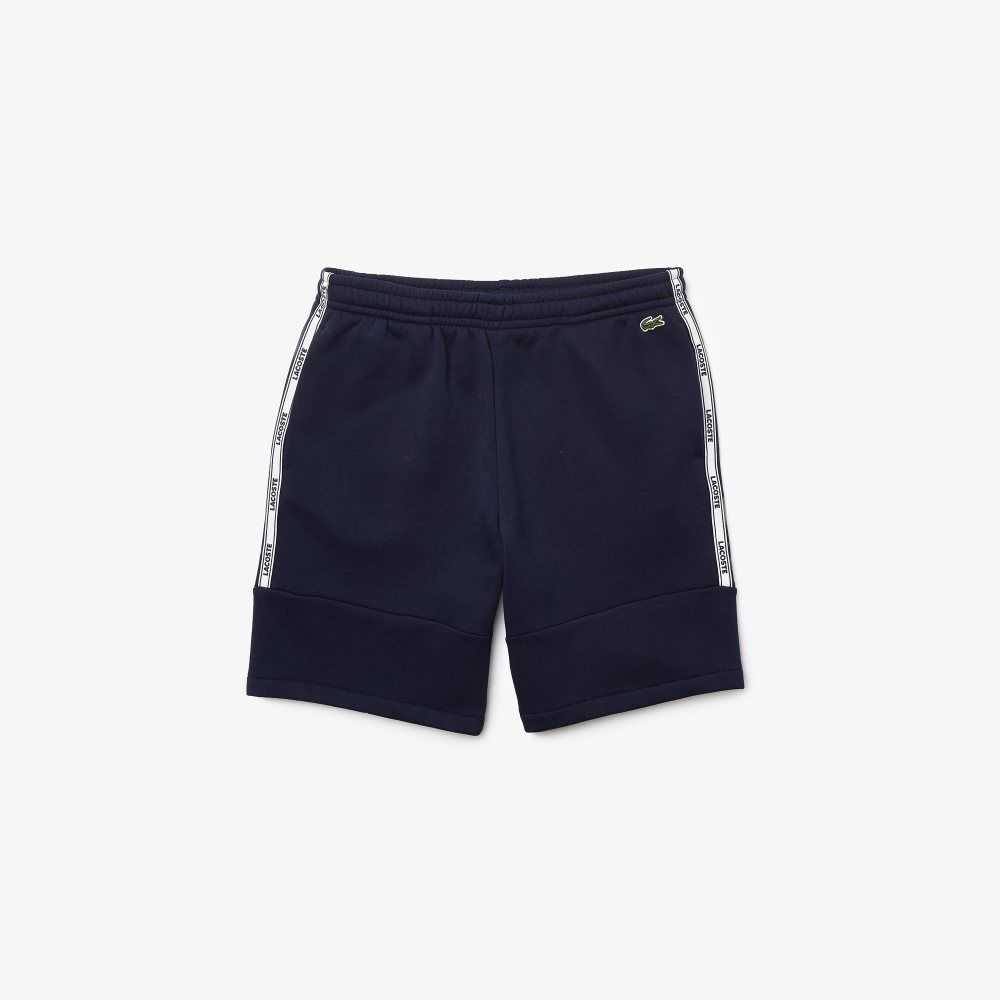 Lacoste Branded Bands Cotton Fleece Blend Shorts Navy Blue | SGR-630591