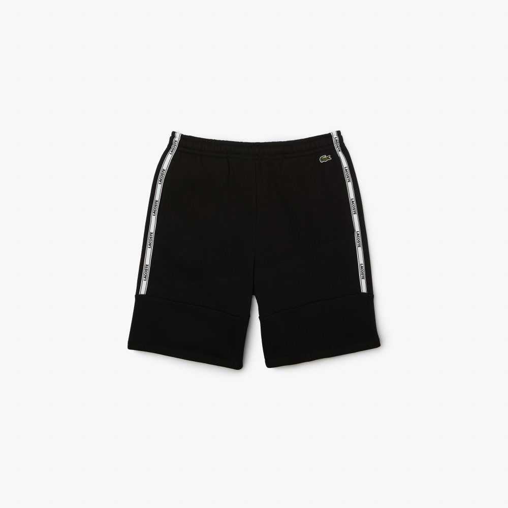 Lacoste Branded Bands Cotton Fleece Blend Shorts Black | YRH-063948