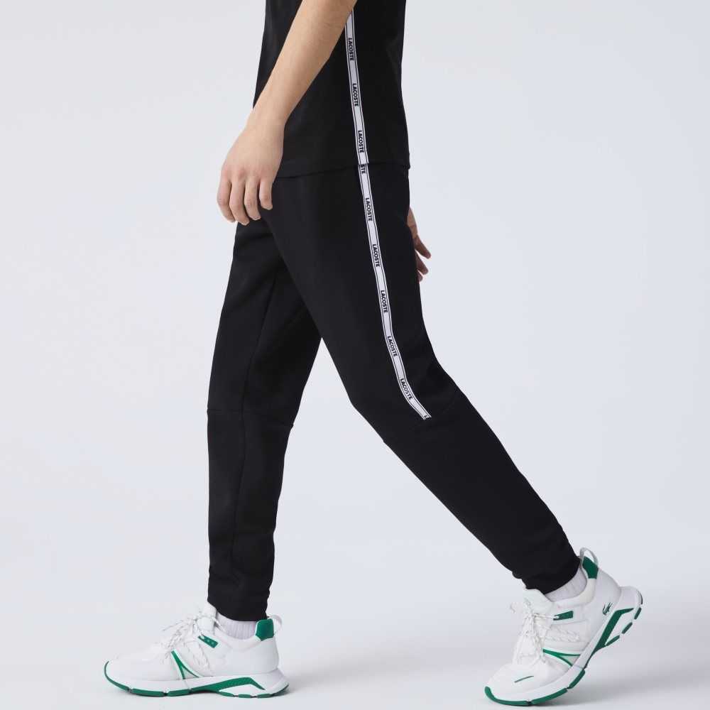 Lacoste Branded Bands Skinny Fleece Jogging Pants Black | HGS-786901