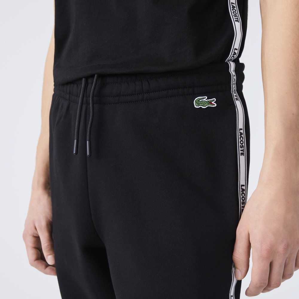 Lacoste Branded Bands Skinny Fleece Jogging Pants Black | HGS-786901