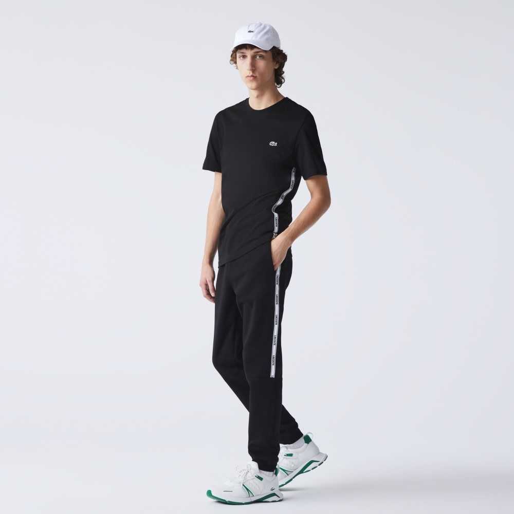 Lacoste Branded Bands Skinny Fleece Jogging Pants Black | HGS-786901