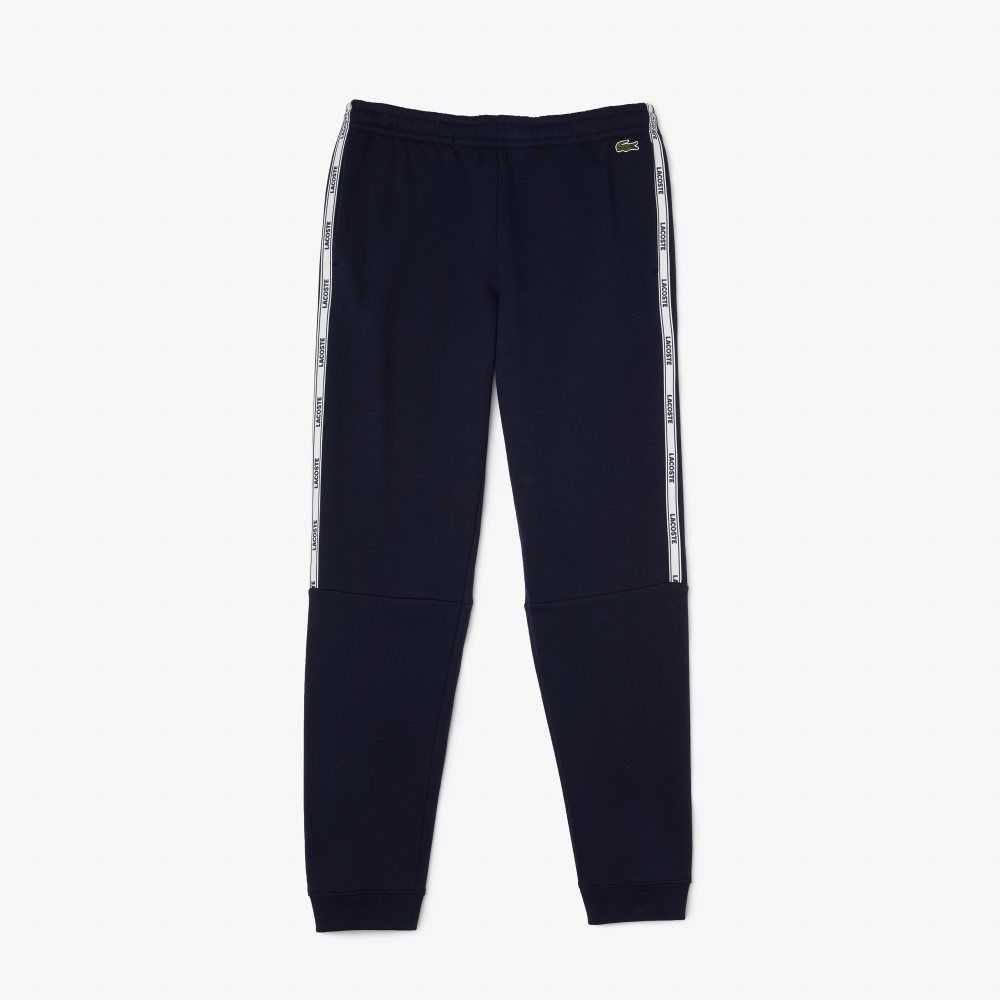 Lacoste Branded Bands Skinny Fleece Jogging Pants Navy Blue | ZNB-019463