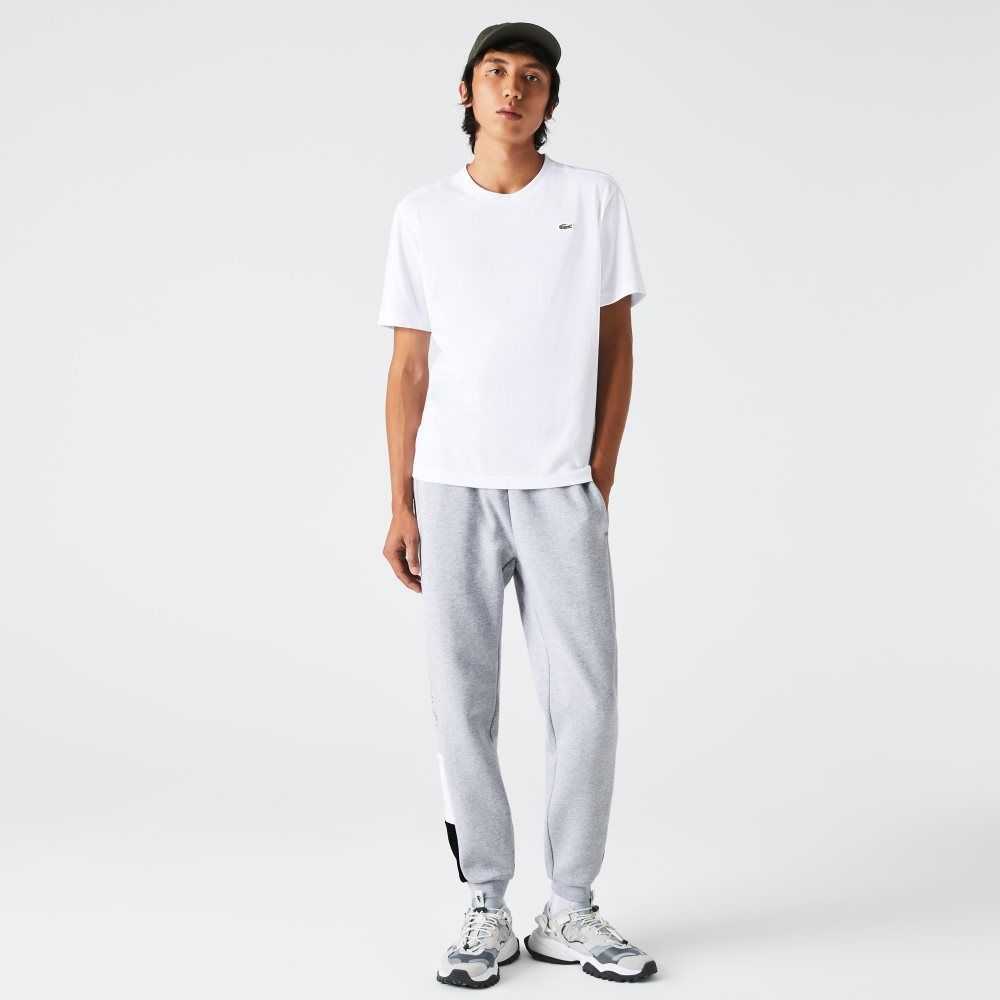 Lacoste Branded Colorblock Fleece Jogging Pants Grey Chine / White / Black | YFN-086953