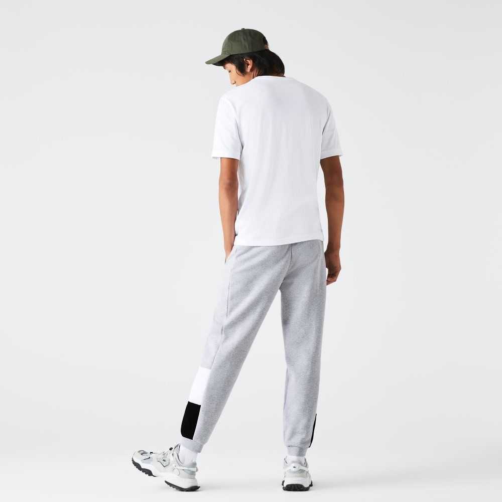 Lacoste Branded Colorblock Fleece Jogging Pants Grey Chine / White / Black | YFN-086953