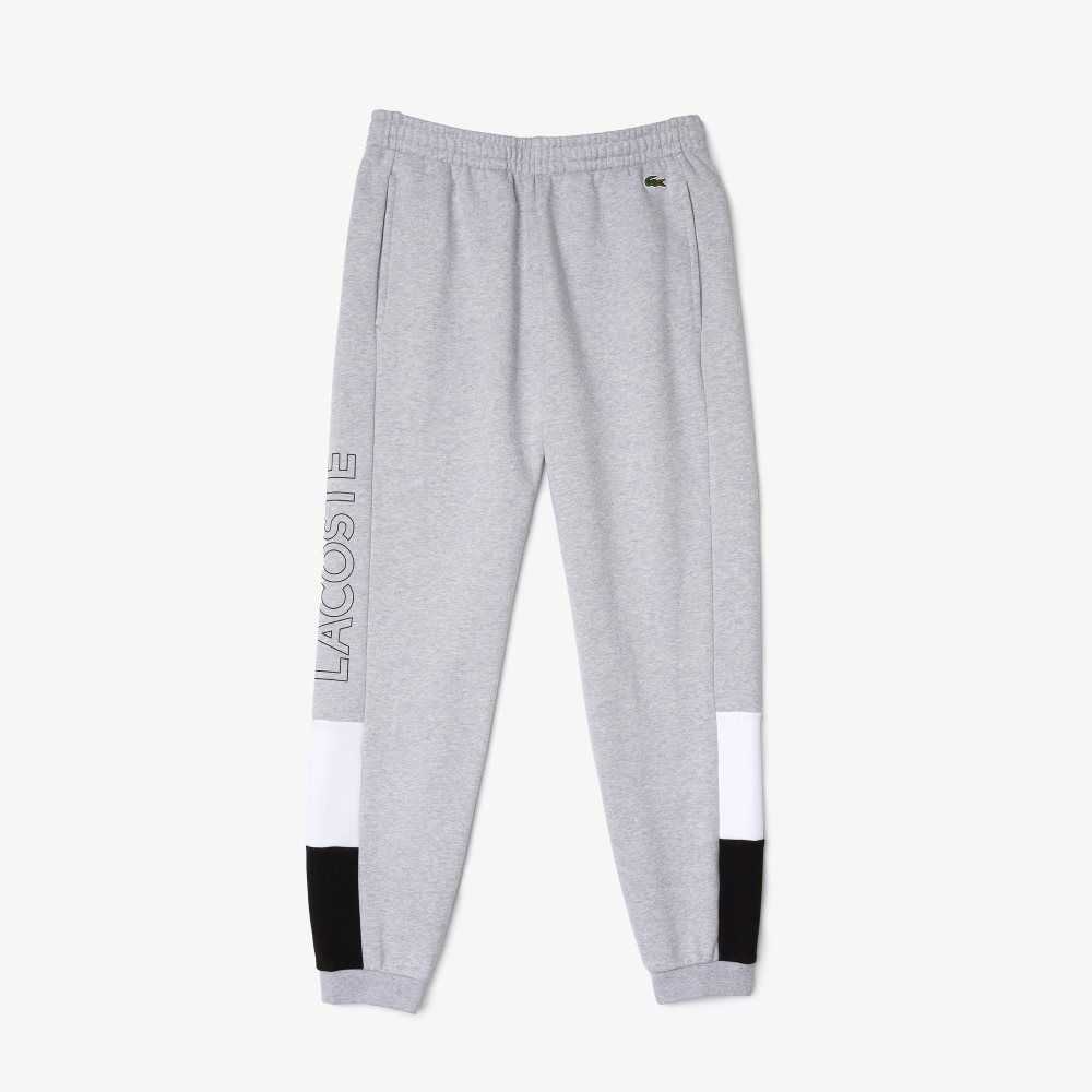 Lacoste Branded Colorblock Fleece Jogging Pants Grey Chine / White / Black | YFN-086953