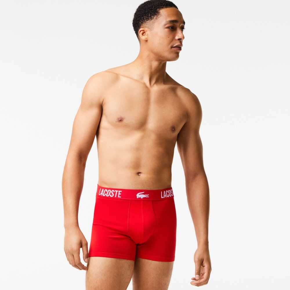 Lacoste Branded Contrast Crocodile Boxer Brief 3-Pack Black / Red / White | JTC-145279