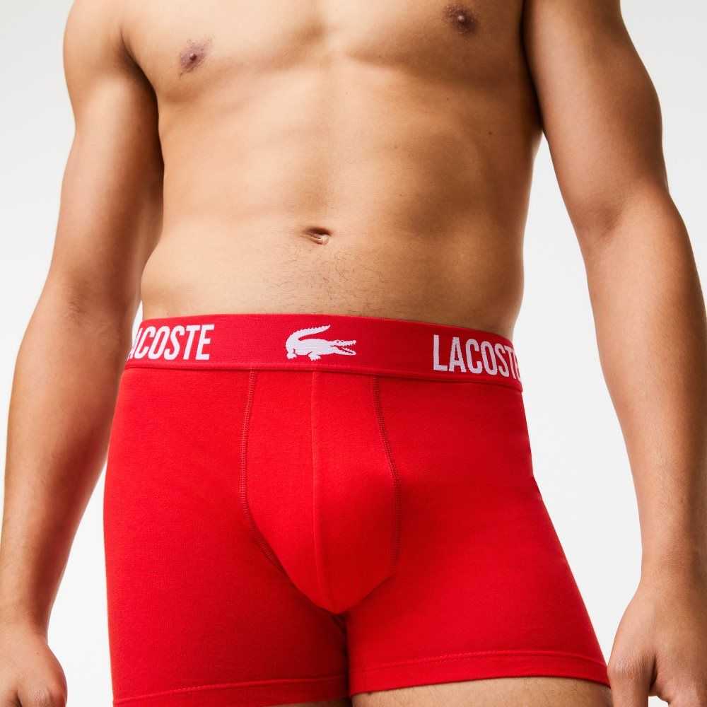 Lacoste Branded Contrast Crocodile Boxer Brief 3-Pack Black / Red / White | JTC-145279