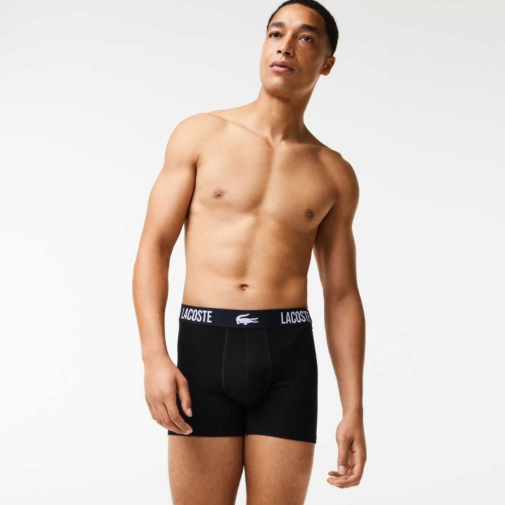 Lacoste Branded Contrast Crocodile Boxer Brief 3-Pack Black / Red / White | JTC-145279